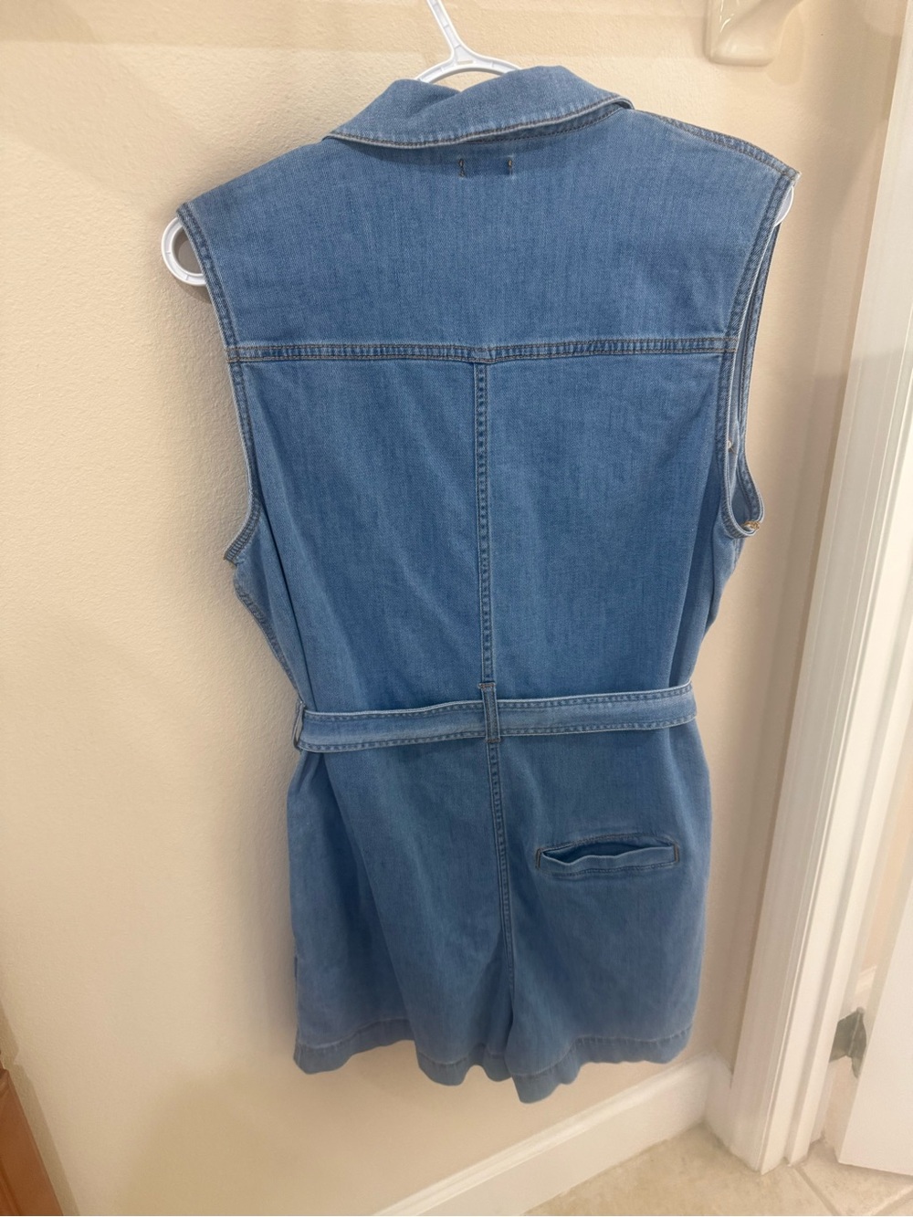 Faherty Denim Sleeveless Button Romper - Light Blue - Picture 2 of 3